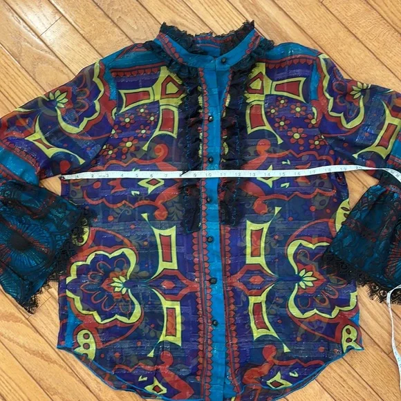 Rare Anna Sui Inc print blouse size XS - Picture 3 of 6
